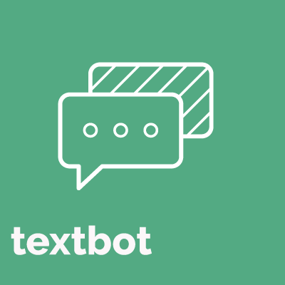 Original Textbot mark: overlapping white speech bubbles above the word textbot on a green background.