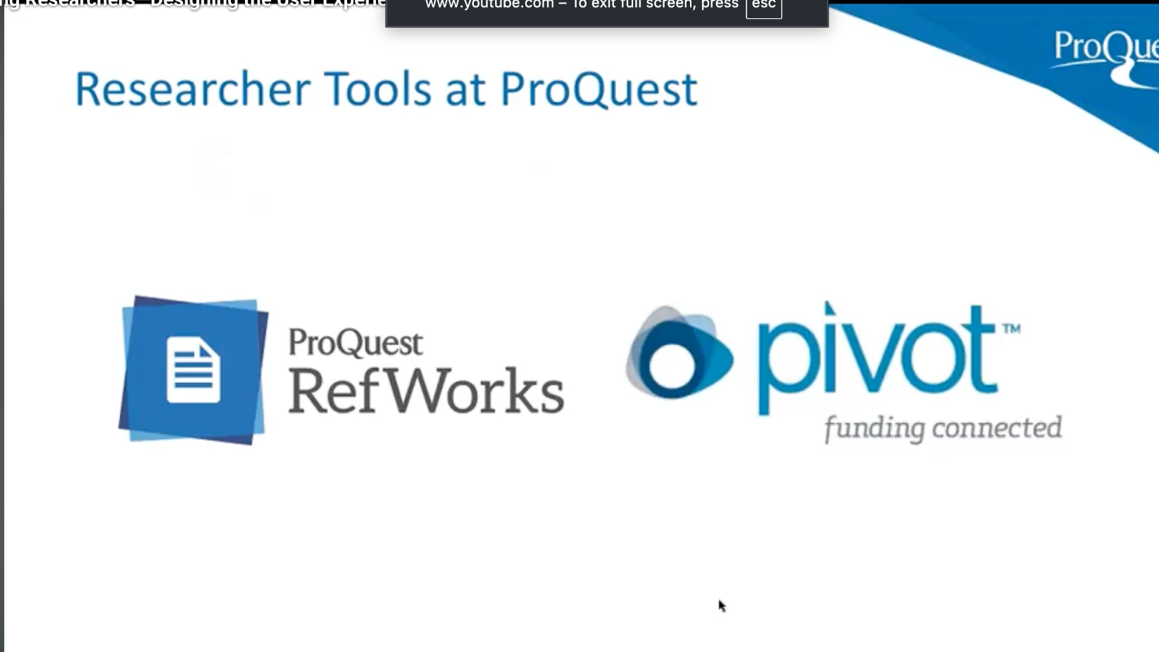 Historical ProQuest research-tool portfolio showing RefWorks and Pivot identities