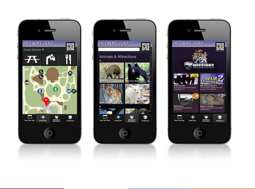 Detroit Zoo application screens across devices