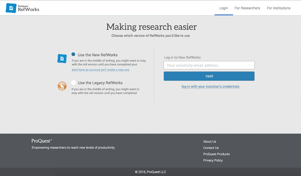 RefWorks relaunch screens