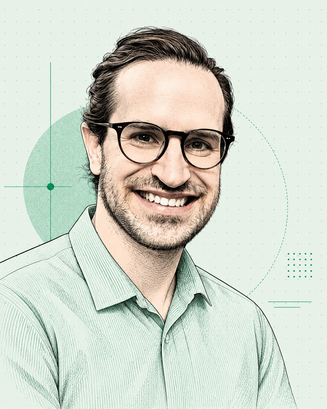 Illustrated portrait of Mathias Burton